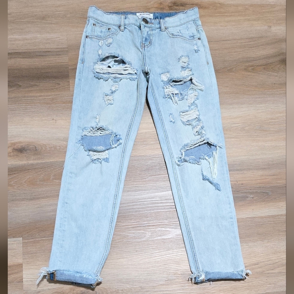 One X Oneteaspoon Awesome Baggies Distressed Low Rise Jeans Size 25